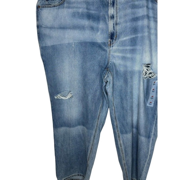 NWT Old Navy Womens High Rise Slouchy Straight Jeans 28 Cropped Distressed Denim - Picture 3 of 11